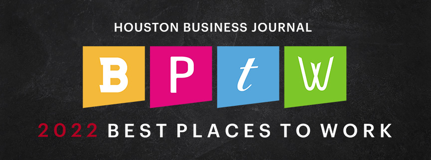 Houston Business Journal Best Places to Work 2022 logo on black background